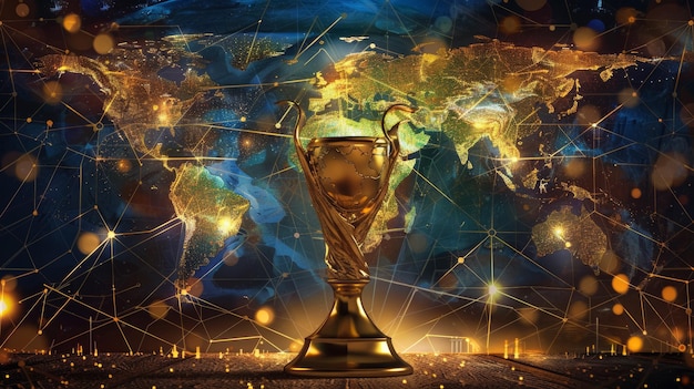 写真 世界的な団結を示すグローバル・チャンピオン・カップ・トーナメントの接続地図