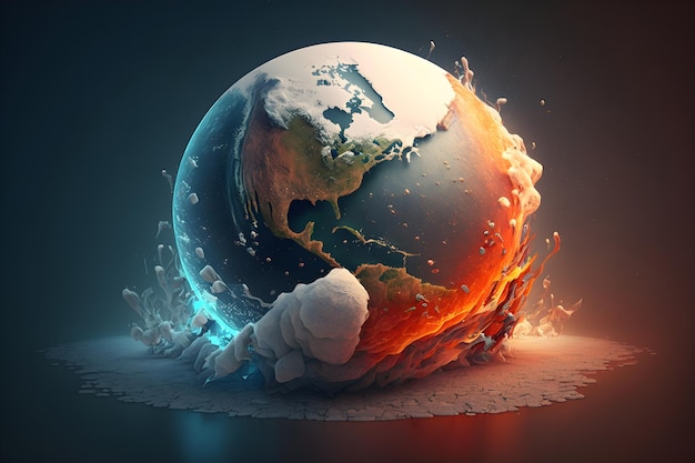 Global climate change concept Earth planet suffering from global warming Generative AI