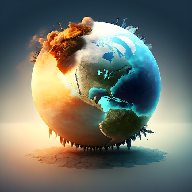 Global climate change concept Earth planet suffering from global warming Generative AI