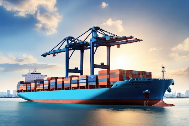 화물 상자 들 을 은 컨테이너 선박 이 움직이는 세계적 상업