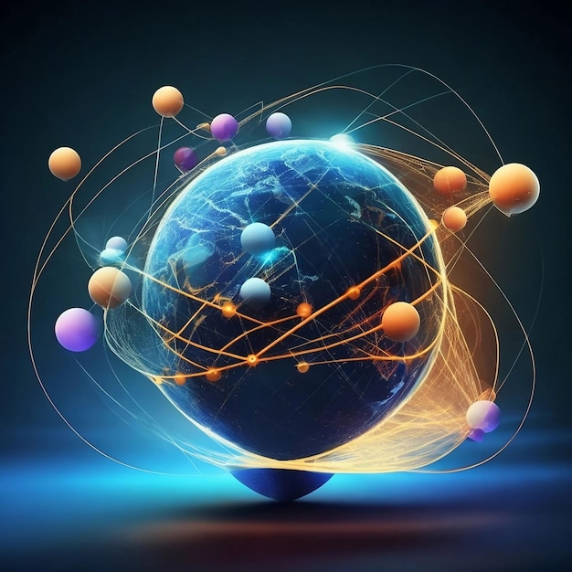 Глобальная связь, связанная футуристической металлической сферой, созданной ИИ