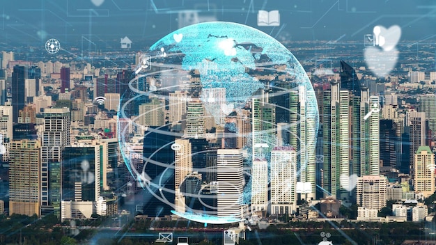 스마트 시티의 글로벌 연결 및 인터넷 네트워크 현대화