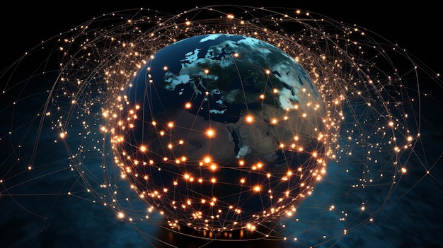 global connection of the world with globe