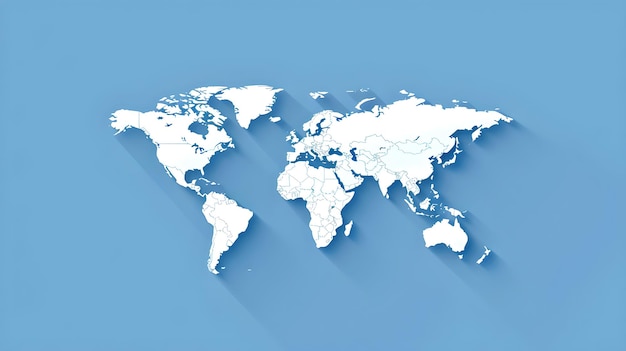 Global Connectivity and Networking Concept Simplistic World Map Design on a Blue Background Illustrates International Relations and Travel AI