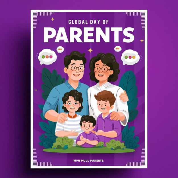 Фото Иллюстрация всемирного дня родителей с семьей