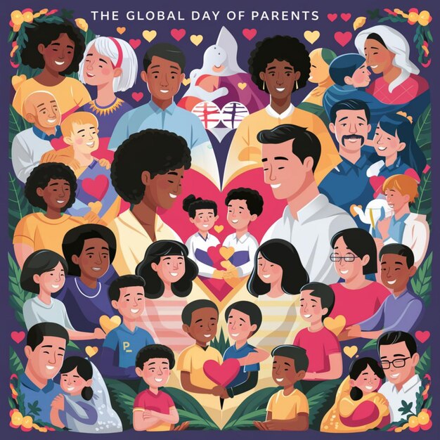 Photo global day of parents illustration with family