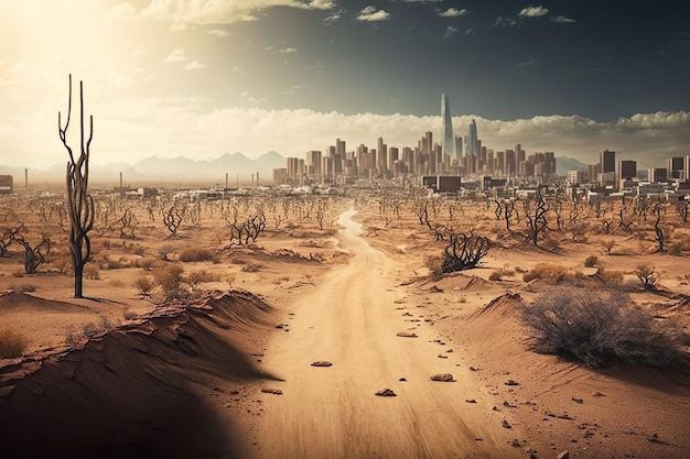 Global drought Climate change concept Generative AI