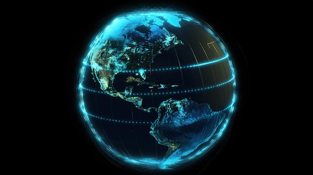 Global earth sphere view from space Generative ai