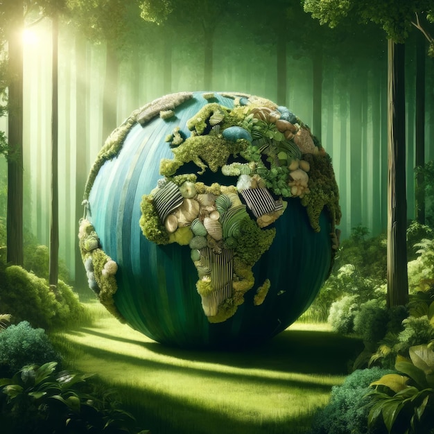 Глобальное сохранение лесов в День Земли Эко-дружественная планета Искусство