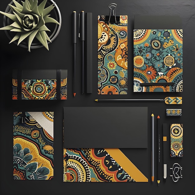 Photo global harmony blending cultural elements in stationery design