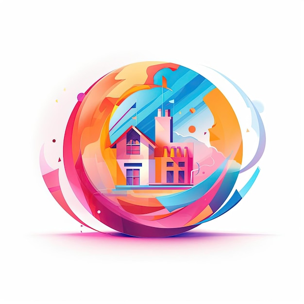 global home earth logo in de stijl van heldere kleuren