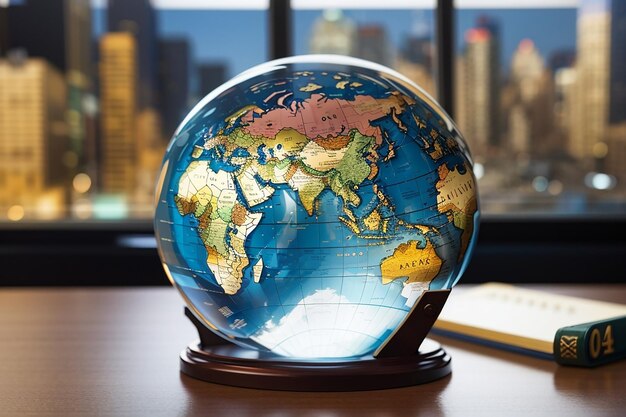 Global Markets A glass globe illustrating the world on a desk