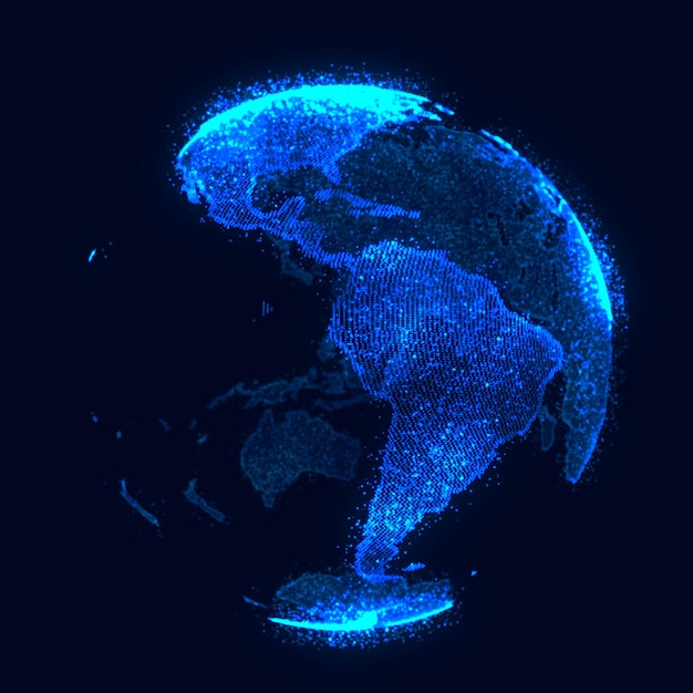 グローバル・ネットワーク・コンセプト 世界地図・ポイント グローバルネットワーク・プラネット・アース 3Dレンダリング
