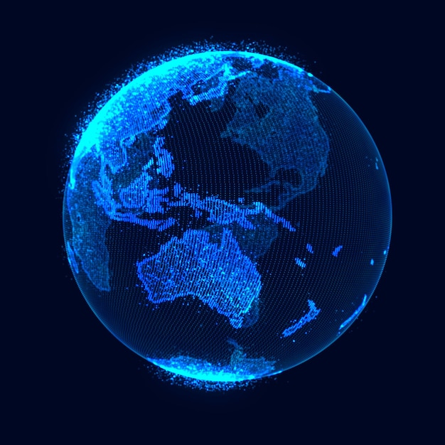 Global network concept World map point Global network planet Earth 3D rendering