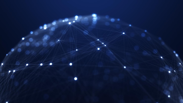 Photo global network connection abstract globe grid worldwide communication concept