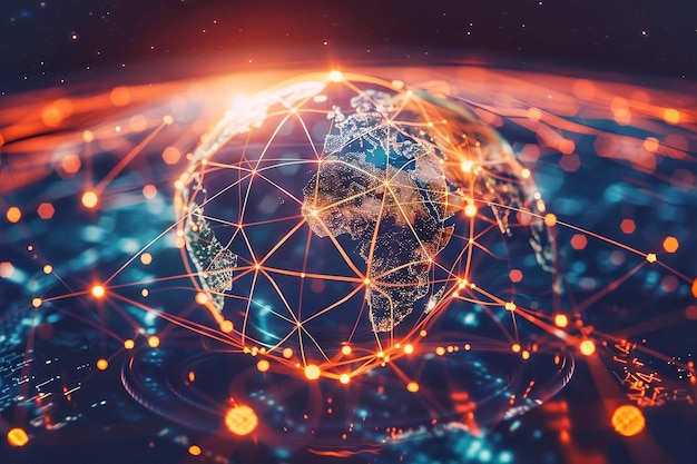 지구를 가로지르는 글로벌 네트워크 연결