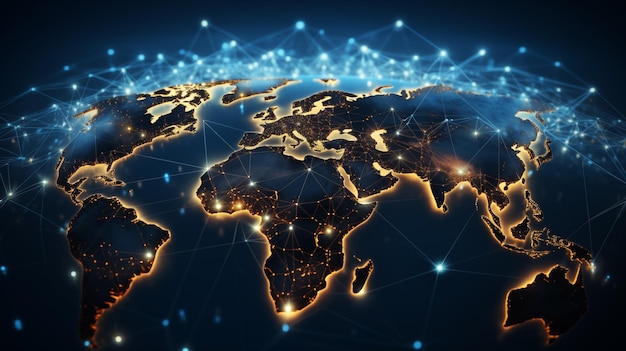 Global network connection World map composition and global business outline concept View of earth depicting Global communications