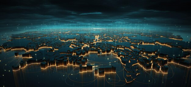 Global network connection world map composition and global business outline concept