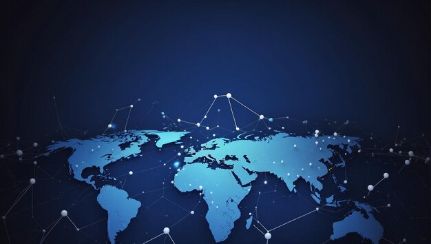 グローバル・ネットワーク・コネクション 世界地図点と線