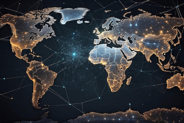 Global network connection World Wide Web connection of lines and points around the earth