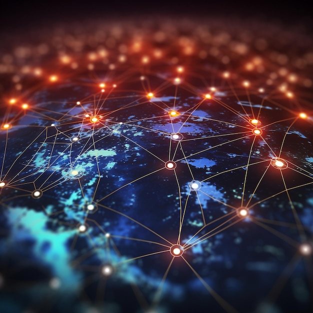 Global network connections over the world 3D illustration