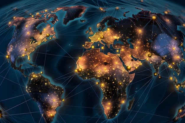 Глобальные сетевые подключения по всему миру Генеративный ИИ