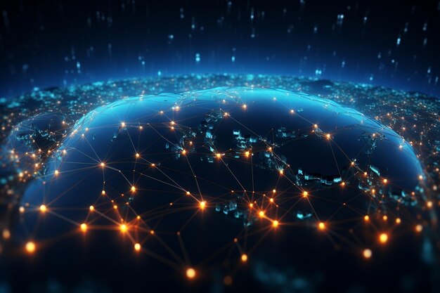 Global Network Earth's Surface Connection Lines Generative AI