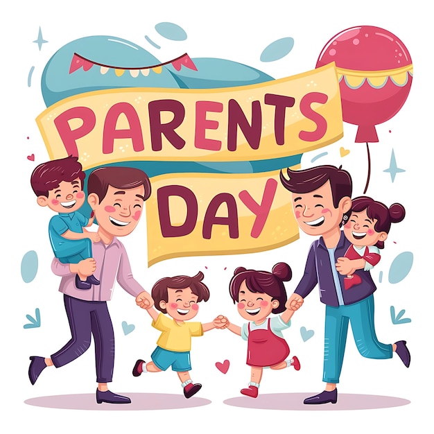 Photo global parents day design june 1 poster vector 3d illustration