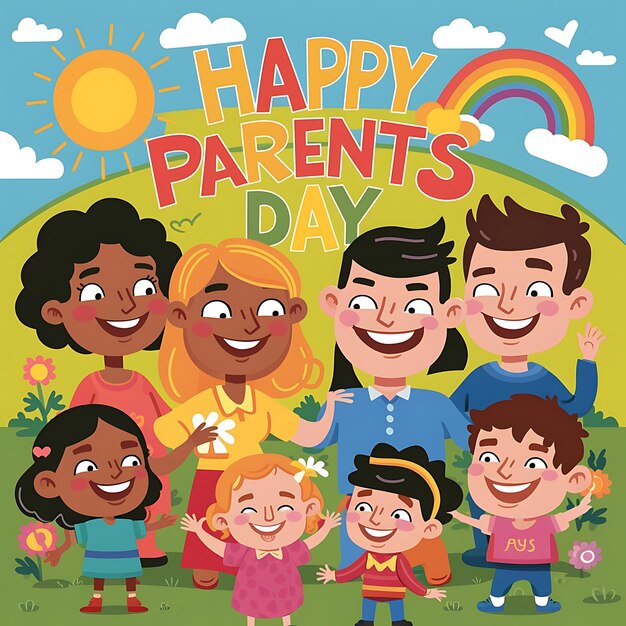 Photo global parents day design june 1 poster vector 3d illustration