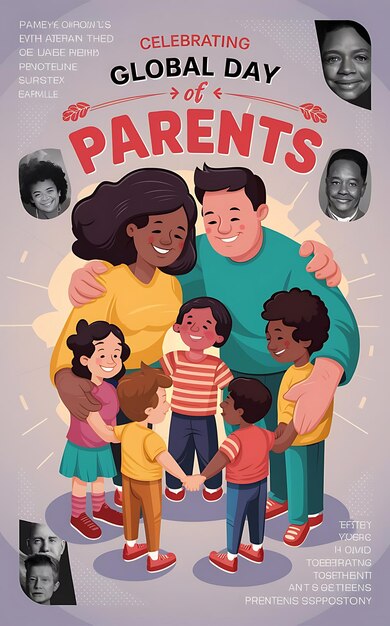 Photo global parents day design june 1 poster vector 3d illustration