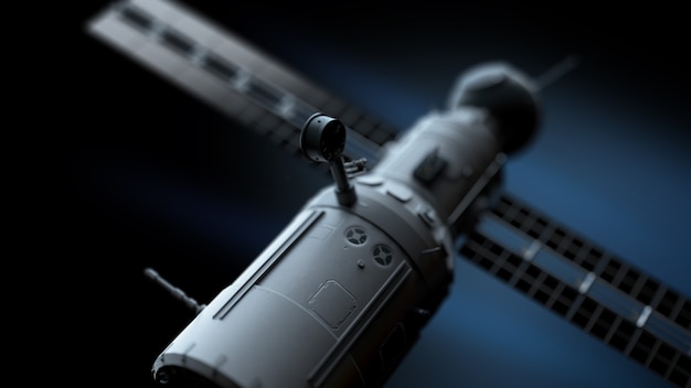 사진 글로벌 위성 시스템 통신 위성은 우주 공간에서 날아간다