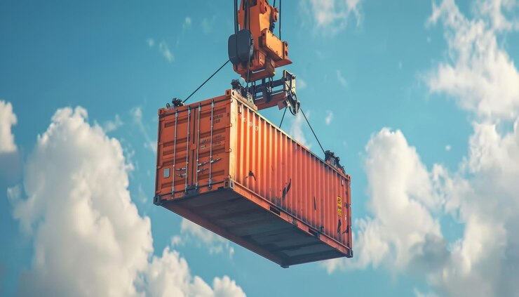 Global Shipping Logistics Trade Concept voor het tillen van containers met een kraan