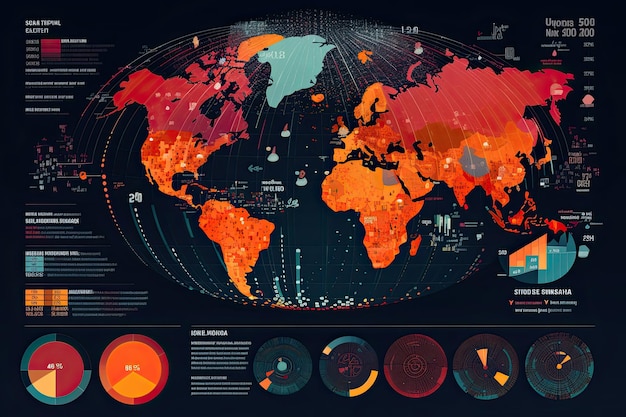 Global trends concept informatie infographics data globe kaart visualisatie technologie concept Generatieve AI