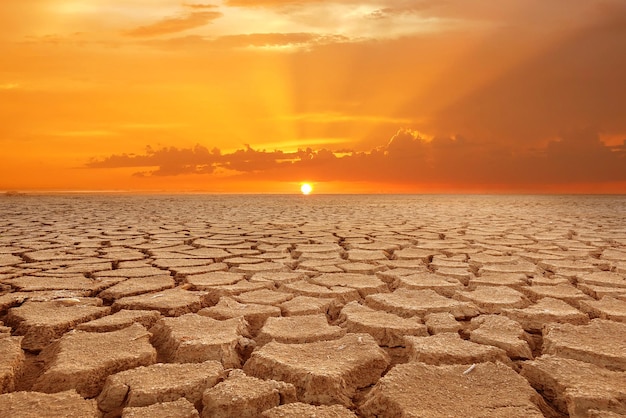 Global warming drought lack of rain no seasonality the land is cracked concept of environment change and global warming