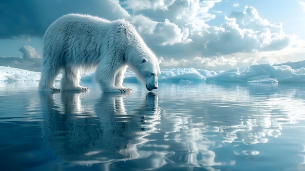 Global Warming Impact Photorealistic Depiction of Glacial Grief and Polar Habitat Loss