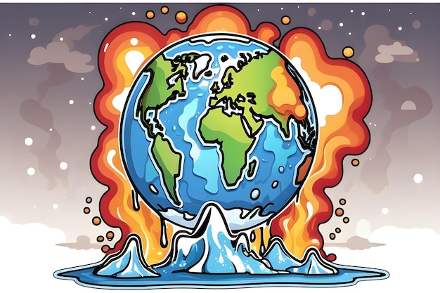 Foto il riscaldamento globale la fusione e la combustione della terra l'illustrazione del concetto di catastrofe globale