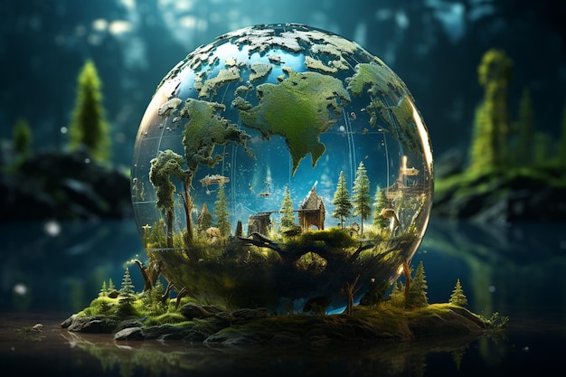 Global Warming Planet Earth Illustration Created with Generative AI