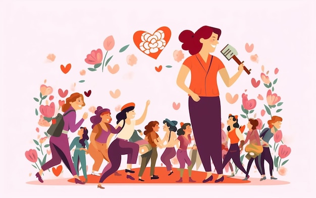 Global Women39s Day Cartoon Illustration for International Day of Action Generative AI