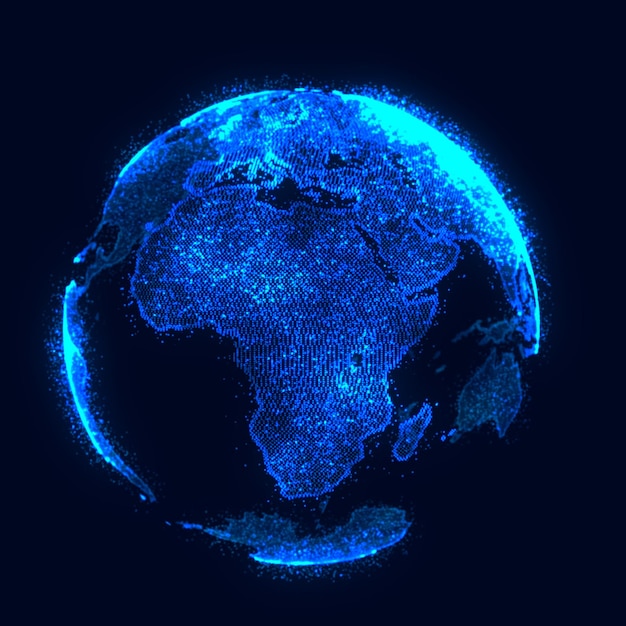 Globale netwerkconcept Wereldkaartpunt Globale netwerk planeet Aarde 3D-rendering