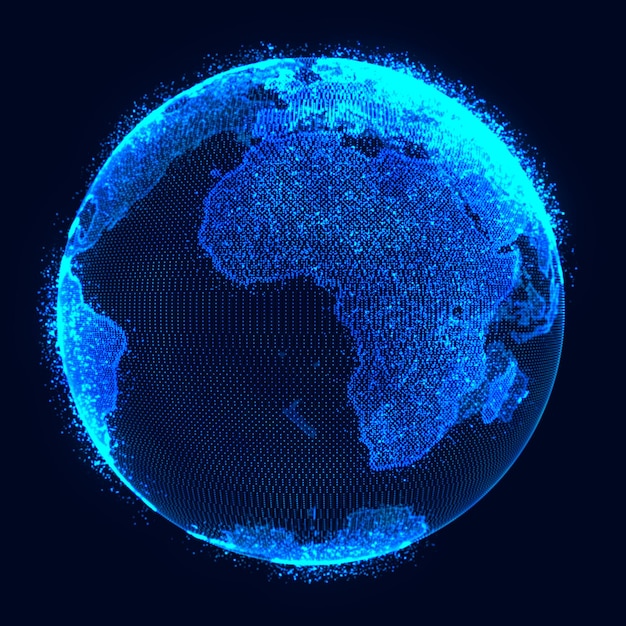 Globale netwerkconcept Wereldkaartpunt Globale netwerk planeet Aarde 3D-rendering