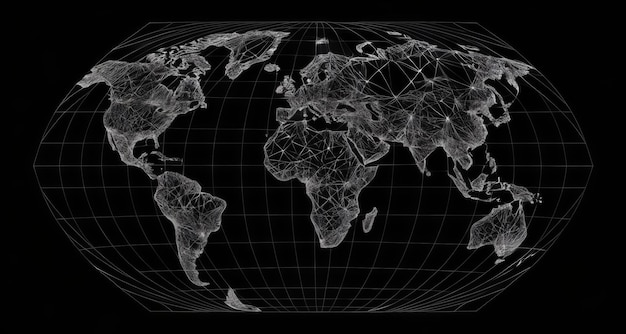 Globale netwerkkaart die de wereld verbindt