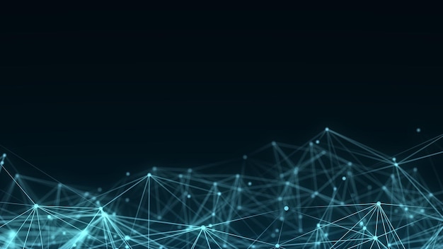 Globale netwerkverbindingen Abstracte neurale netwerken in de cyberspace Futuristische raster kunstmatige intelligentie Technologie virtuele cyber dynamische 3D-rendering