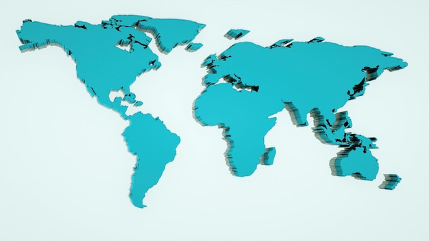Globale wereldkaart 3D-platte Earth-kaart staat op de wereldkaart van de muurbol