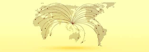 Globalization and communication concept Earth and luminous rays 3d rendering