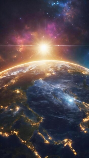 Globalization and communication concept earth and luminous rays 3d rendering