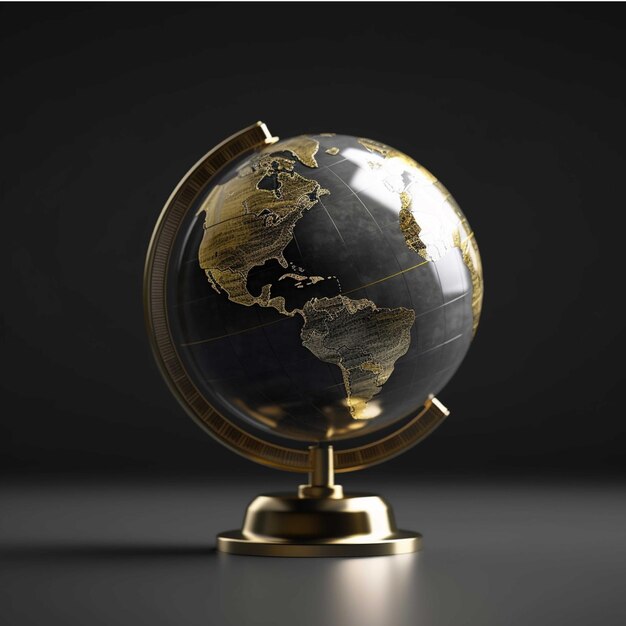 Globe on a black background 3d rendering 3d illustration