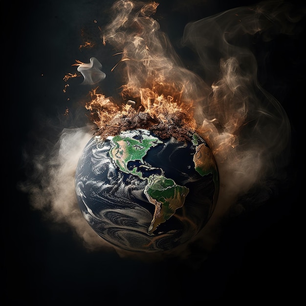 globe burning global warming concept