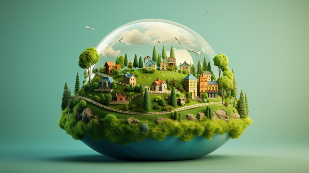 Globe concept of idylic green world