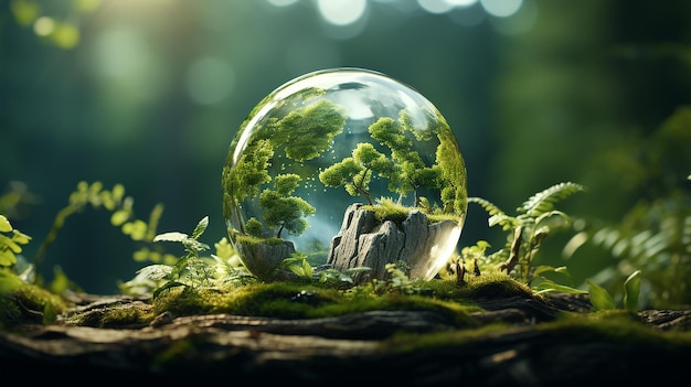 Photo globe concept of idyllic green world