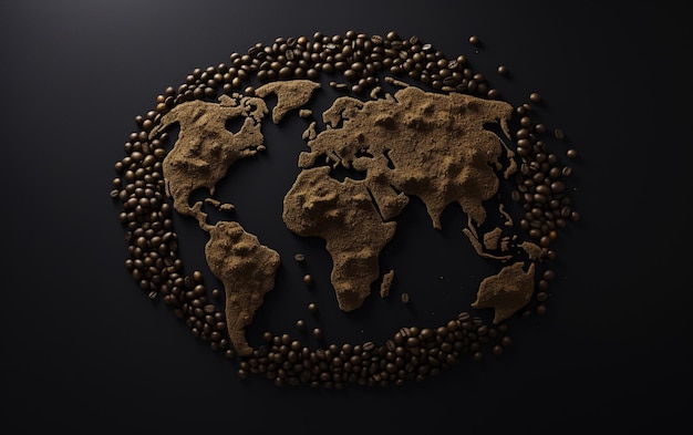 Foto terra globo africa formata da chicchi di caffè
